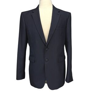 BURBERRY LONDON Mens Navy Pinstripe Wool Blend Blazer Jacket 52R